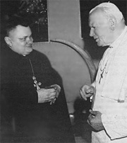 The manager of deanery of Byelorussian Greek-Catholic Church, protopresviter father John  Matusevich and Pope John Paul II. Vatican. November, 1996.