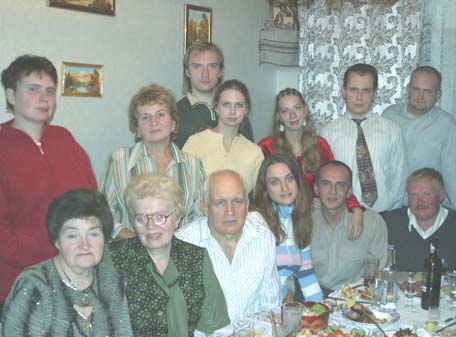 Twenty seven anniversary of Yury Matusevich:-) From left to right, top line: Olga Matusevich, Svetlana N. Lavnichuk, Vladimir Voronkov, Ekaterina Fadeeva, Natallia, Yury, Vladmir  Matusevich; bottom line: Viktoriya A. Voronkova, Nadezhda Ivanovna, Vladimir Pavlovich Matusevich, Tatiyana, Vitalii, Vadim V.Lavnichuk